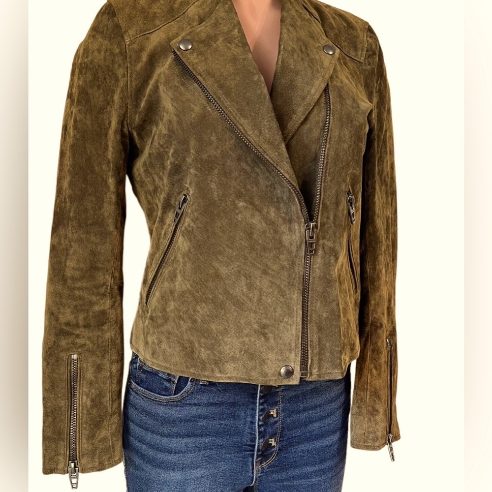 Beautiful olive green suede jacket